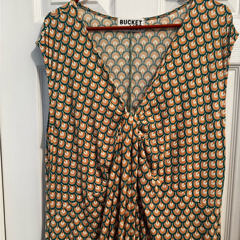 Women's Vibrant Green and Orange Jumpsuit